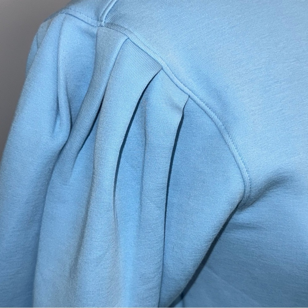 Addison Bay Short Puff Sleeve Pullover Terry Sweatshirt Dress XS Baby Blue - Picture 5 of 8
